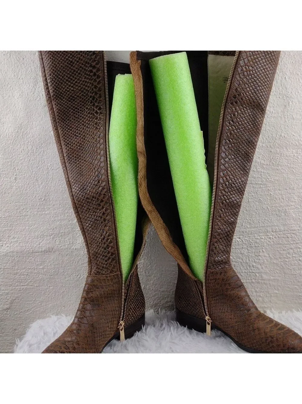 MICHAEL Michael Kors Brown Snakeskin Suede Leather Side Zipper Tall Riding Boot